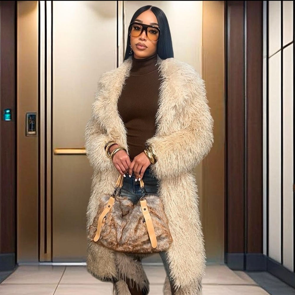 Faux Mongolian Fur Maxi Coat